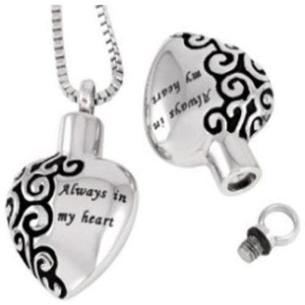 Always In My Heart Cremation Jewelry